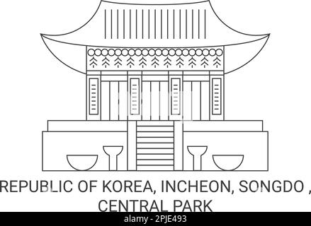 Republik Korea, Incheon, Songdo, Central Park Reise Landmark Vector Illustration Stock Vektor