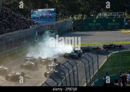 Melbourne, Australien. 2. April 2023. Neustart, F1 Grand Prix von Australien auf dem Albert Park Circuit am 2. April 2023 in Melbourne, Australien. (Foto von HIGH TWO) dpa/Alamy Live News Stockfoto