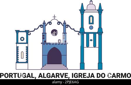 Portugal, Algarve, Igreja do Carmo, Reise-Wahrzeichen-Vektordarstellung Stock Vektor