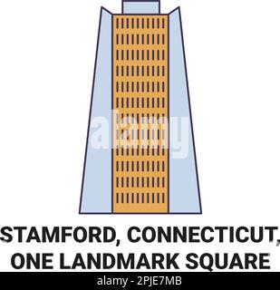 USA, Stamford, Connecticut, One Landmark Square – Vektordarstellung der Wahrzeichen Stock Vektor