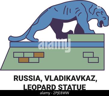 Russland, Wladikavkaz, Leopardenstatue reisen als Vektorbild Stock Vektor