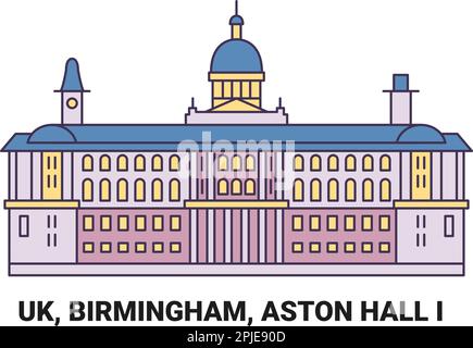England, Birmingham, Aston Hall I, Reise-Wahrzeichen-Vektordarstellung Stock Vektor