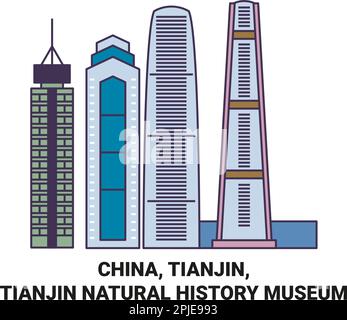 China, Tianjin, Tianjin Naturkundemuseum Reise Wahrzeichen Vektordarstellung Stock Vektor