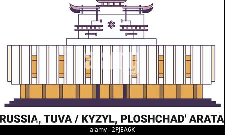 Russland, Tuva Kyzyl, Ploshchad' Arata, Reise-Wahrzeichen-Vektordarstellung Stock Vektor