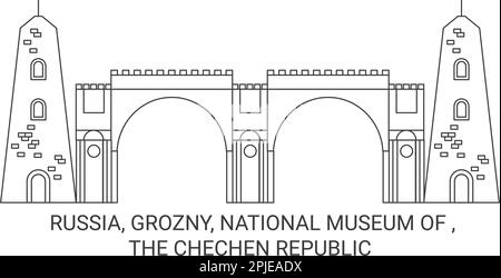 Russland, Grosny, Nationalmuseum von , die Tschetschenische Republik Reise-Wahrzeichen-Vektordarstellung Stock Vektor