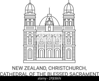 Neuseeland, Christchurch, Kathedrale des Heiligen Sakraments reisen als Vektorbild Stock Vektor