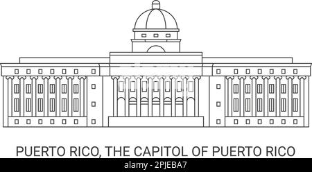 Puerto Rico, die Hauptstadt von Puerto Rico, Reise-Wahrzeichen-Vektordarstellung Stock Vektor