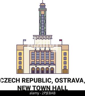 Tschechische Republik, Ostrava, Neues Rathaus Reise-Wahrzeichen Vektordarstellung Stock Vektor