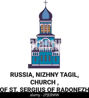 Russland, Nischny Tagil, Kirche, St. Sergius von Radonesch Reise-Landmarke-Vektordarstellung Stock Vektor