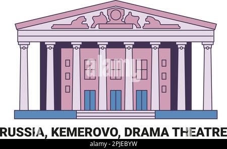 Russland, Kemerovo, Drama Theatre Reise Landmark Vector Illustration Stock Vektor