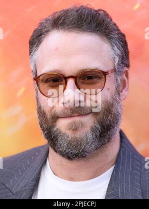 LOS ANGELES, KALIFORNIEN, USA - APRIL 01: Kanadischer Schauspieler, Komiker und Filmemacher Seth Rogen trifft auf der Sondervorführung von Universal Pictures, Nintendo und Illumination Entertainment „The Super Mario Bros.“ in Los Angeles ein Movie“ im Regal Cinemas LA Live & 4DX Movie am 1. April 2023 in Los Angeles, Kalifornien, USA. (Foto von Xavier Collin/Image Press Agency) Stockfoto