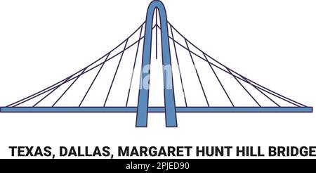 USA, Texas, Dallas, Margaret Hunt Hill Bridge, Reise-Wahrzeichen-Vektor-Illustration Stock Vektor