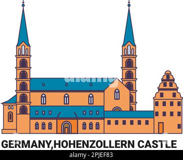 Deutschland, Schloss Hohenzollern, Reise-Wahrzeichen-Vektordarstellung Stock Vektor