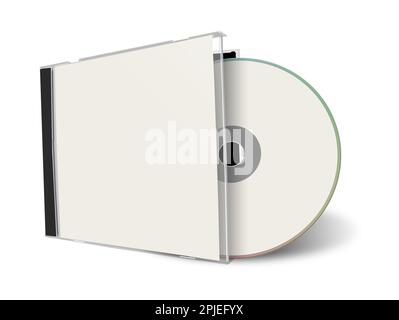 Weiße CD- oder DVD-Vorlage für Präsentationslayouts und Design. 3D-Rendering. Digital Generiertes Bild. Isoliert auf weißem Hintergrund. Stockfoto