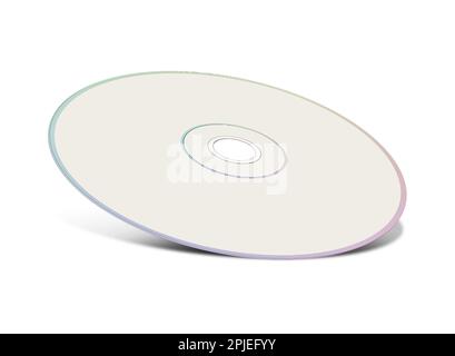 Weiße CD- oder DVD-Vorlage für Präsentationslayouts und Design. 3D-Rendering. Digital Generiertes Bild. Isoliert auf weißem Hintergrund. Stockfoto