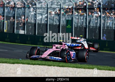 Melbourne, Australie. 02. April 2023. 10 GASLY Pierre (FRA), Alpine F1 Team A523, Action während des Formel 1 Rolex Grand Prix 2023, 3. Runde der Formel-1-Weltmeisterschaft 2023 vom 31. März bis 2. April 2023 auf dem Albert Park Circuit in Melbourne, Australien – Foto Xavi Bonilla/DPPI Gutschrift: DPPI Media/Alamy Live News Stockfoto