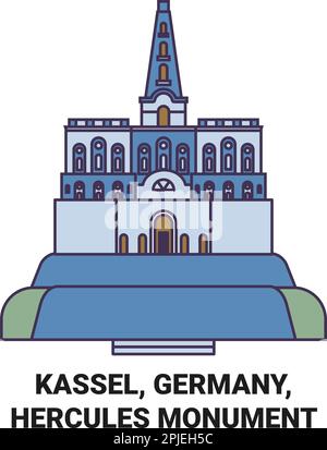 Deutschland, Kassel, Herkules-Denkmal Reise-Vektordarstellung Stock Vektor