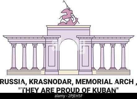 Russland, Krasnodar, Memorial Arch, sie sind stolz auf die Kuban Reise-Wahrzeichen-Vektordarstellung Stock Vektor