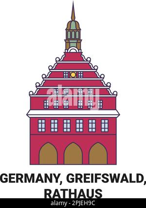 Deutschland, Greifswald, Rathaus Reise-Wahrzeichen-Vektordarstellung Stock Vektor