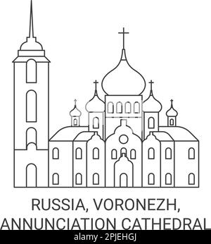 Russland, Voronesch, Verkündigungskathedrale Reise Wahrzeichen Vektordarstellung Stock Vektor