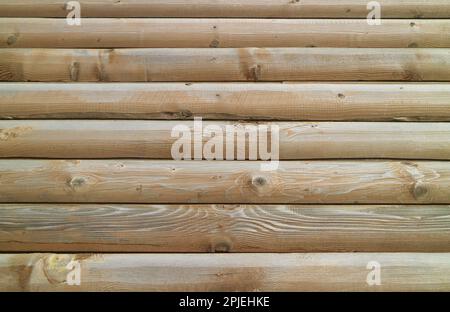 Vorderansicht der braunen Holzholzwand als Hintergrund Stockfoto