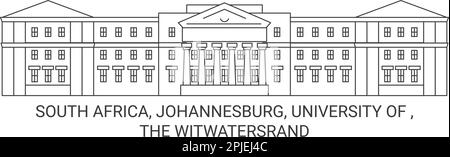 Südafrika, Johannesburg, Universität von , die Witwatersrand Reise-Wahrzeichen-Vektordarstellung Stock Vektor