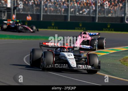Melbourne, Australie. 02. April 2023. 21 DE VRIES Nyck (Ned), Scuderia AlphaTauri AT04, Action während des Formel 1 Rolex Australian Grand Prix 2023, 3. Runde der Formel-1-Weltmeisterschaft 2023 vom 31. März bis 2. April 2023 auf dem Albert Park Circuit in Melbourne, Australien – Foto DPPI Credit: DPPI Media/Alamy Live News Stockfoto