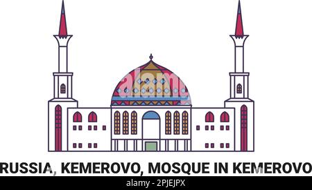 Russland, Kemerovo, Moschee in Kemerovo, Reise-Wahrzeichen-Vektordarstellung Stock Vektor