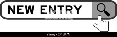 Banner im neuen Worteintrag mit Lupensymbol auf weißem Hintergrund suchen Stock Vektor