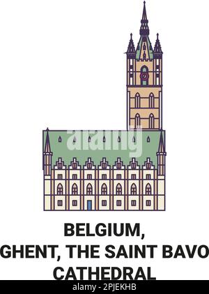 Belgien, Gent, die Kathedrale von Saint Bavo reisen als Vektorbild Stock Vektor