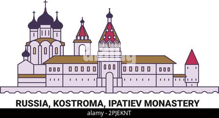 Russland, Kostroma, Kloster Ipatiev, Reise-Wahrzeichen-Vektordarstellung Stock Vektor