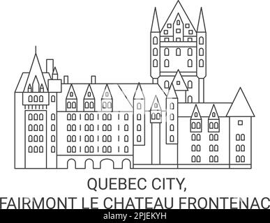 Vektorgrafik für Reisen nach Kanada, Quebec City, Fairmont Le Chateau Frontenac Stock Vektor