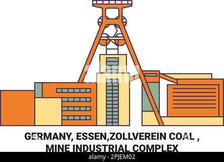 Deutschland, Essen, Zollverein Coal, Mine Industrial Complex Reise Landmark Vector Illustration Stock Vektor