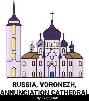 Russland, Voronesch, Verkündigungskathedrale Reise Wahrzeichen Vektordarstellung Stock Vektor