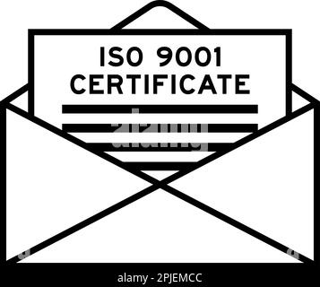 Umschlag und Briefzeichen mit dem Wort „ISO 9001-Zertifikat“ als Überschrift Stock Vektor