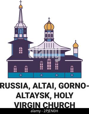 Russland, Altai, Gornoaltaysk, Heilige Jungfrauenkirche reisen als Vektorbild Stock Vektor