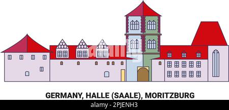 Deutschland, Halle Saale, Moritzburg, Reise-Wahrzeichen-Vektordarstellung Stock Vektor