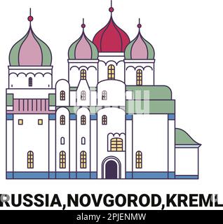 Russland, Nowgorod, Kreml Reise-Wahrzeichen-Vektordarstellung Stock Vektor