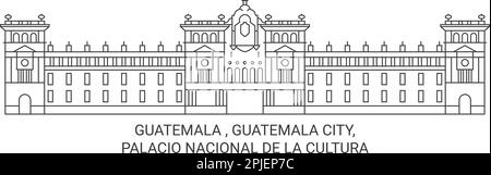 Guatemala, Guatemala-Stadt, Palacio Nacional De La Cultura Reise-Wahrzeichen-Vektordarstellung Stock Vektor