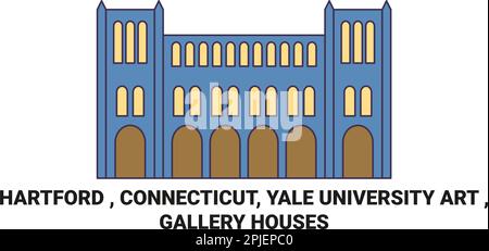 Vereinigte Staaten, Hartford , Connecticut, Yale University Art , Gallery Houses Reisen Wahrzeichen-Vektordarstellung Stock Vektor