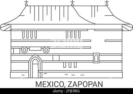 Mexiko, Zapopan Reise-Wahrzeichen-Vektordarstellung Stock Vektor