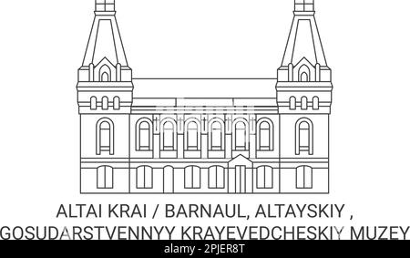 Russland, Barnaul, Altayskiy , Gosudarstvennyy Krayevedcheskiy Muzey Reise-Wahrzeichen-Vektordarstellung Stock Vektor