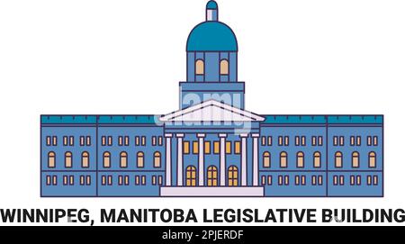 Kanada, Winnipeg, Manitoba Legislative Building, Reise-Wahrzeichen-Vektordarstellung Stock Vektor