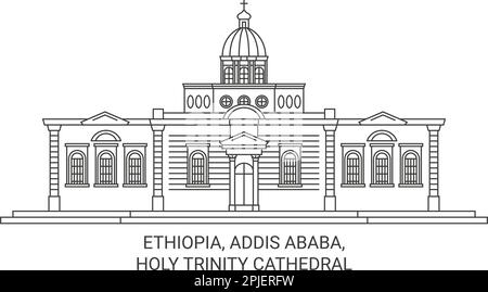 Äthiopien, Addis Abeba, Kathedrale Reise Wahrzeichen Vektordarstellung Stock Vektor