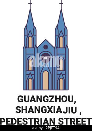 China, Guangzhou, Shangxiajiu, Fußgängerstraße, Landmarke Vektordarstellung Stock Vektor