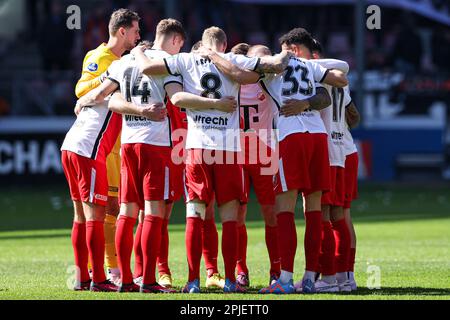 Utrecht, Niederlande. 02. April 2023. UTRECHT, NIEDERLANDE - APRIL 2: Spieler des FC Utrecht während des niederländischen Eredivisie-Spiels zwischen dem FC Utrecht und dem FC Volendam im Stadion Galgenwaard am 2. April 2023 in Utrecht, Niederlande (Foto: Ben Gal/Orange Pictures). Guthaben: Orange Pics BV/Alamy Live News Stockfoto