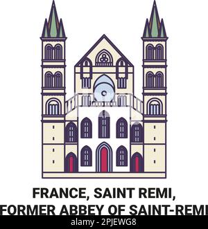 Frankreich, Saint Remi, die ehemalige Abtei von Saintremi Reise-Wahrzeichen-Vektordarstellung Stock Vektor