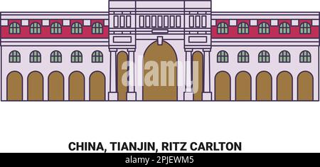 China, Tianjin, Ritz Carlton Reise-Wahrzeichen-Vektordarstellung Stock Vektor