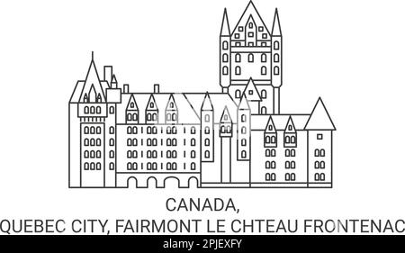 Vektordarstellung für Reiseziele wie Kanada, Quebec City, Fairmont Le Chteau Frontenac Stock Vektor