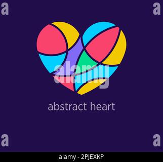 Modernes Logo mit abstraktem Herzdesign. Einzigartige Farbübergänge. Farbenfrohe Logovorlage für valentinstag und Gesundheitswesen. vektor. Stock Vektor